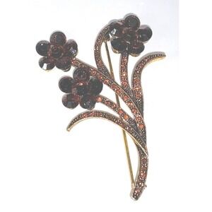 Lady‎ Remington Vintage Flower Brooch Pin Real Topaz Rhinestone Floral Bouquet